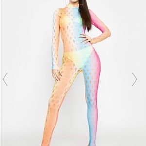 Dolls Kill RAINBOW UR ON MY WISHLIST JUMPSUIT